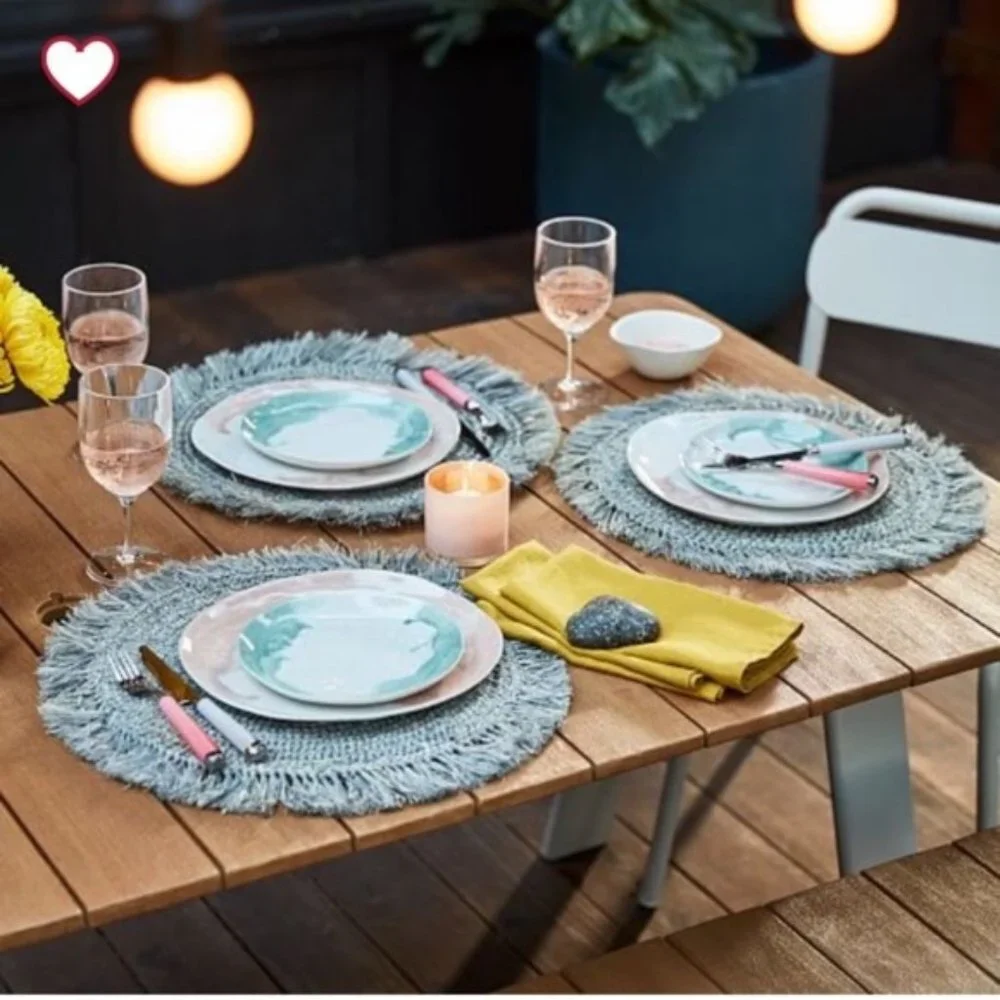 COPY - 🌴West Elm Placemats (6) Frost Gray Woven Rattan